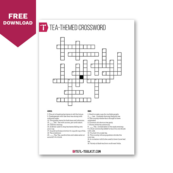 Tea Themed Crossword EFL Worksheet TEFL Toolkit com