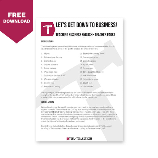 Let's Get Down To Business! | Teaching English for Business | EFL Resource - TEFL-Toolkit.com