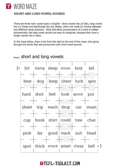 Pronunciation Maze Pack | EFL Worksheets - TEFL-Toolkit.com