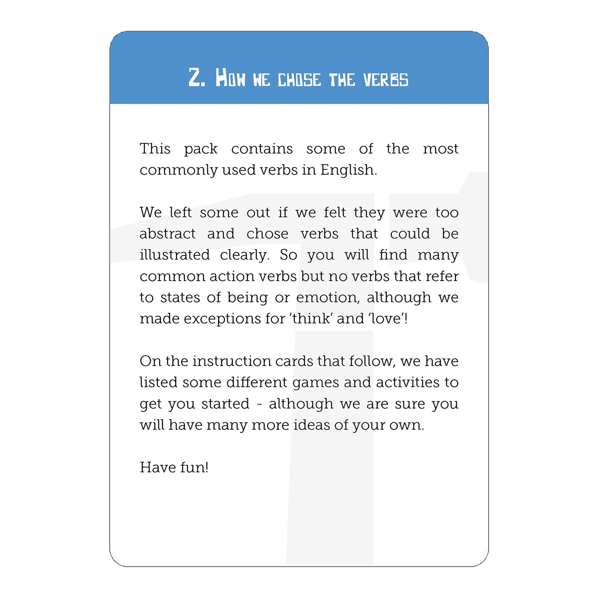 Mini Verb Flashcards - Card Pack - Teacher-Toolkit.co.uk