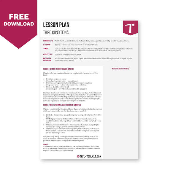Third Conditional | EFL Lesson Plan - TEFL-Toolkit.com