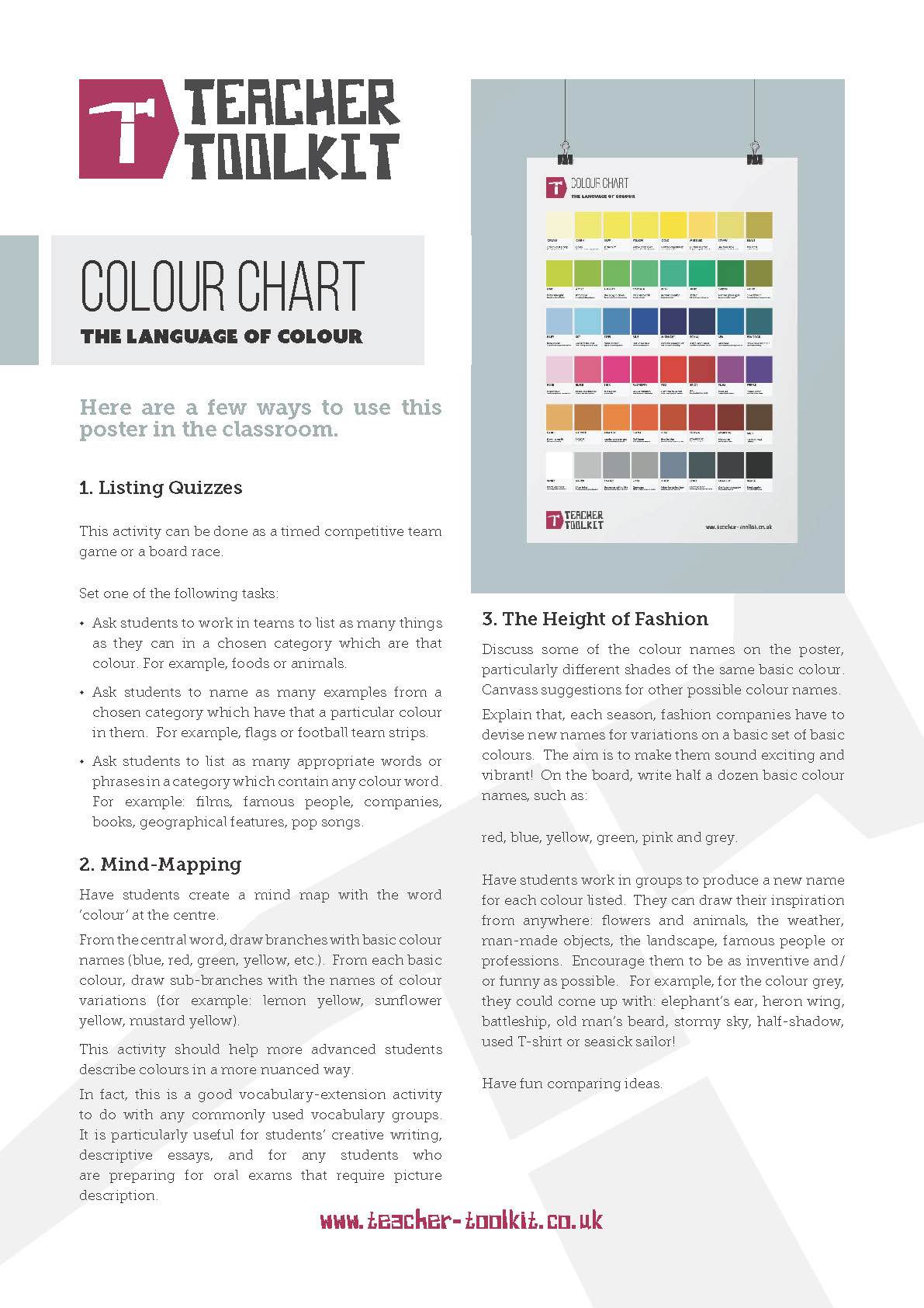 Colour Chart Poster - Teacher-Toolkit.co.uk