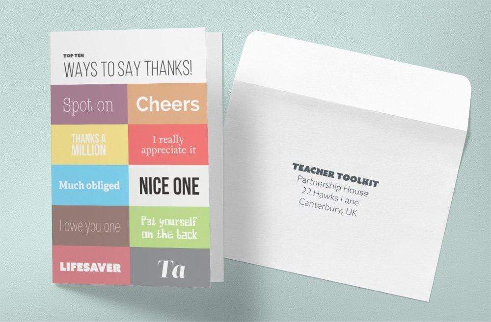 Top 10 Ways to Say Thanks - Thank You Card - Teacher-Toolkit.co.uk
