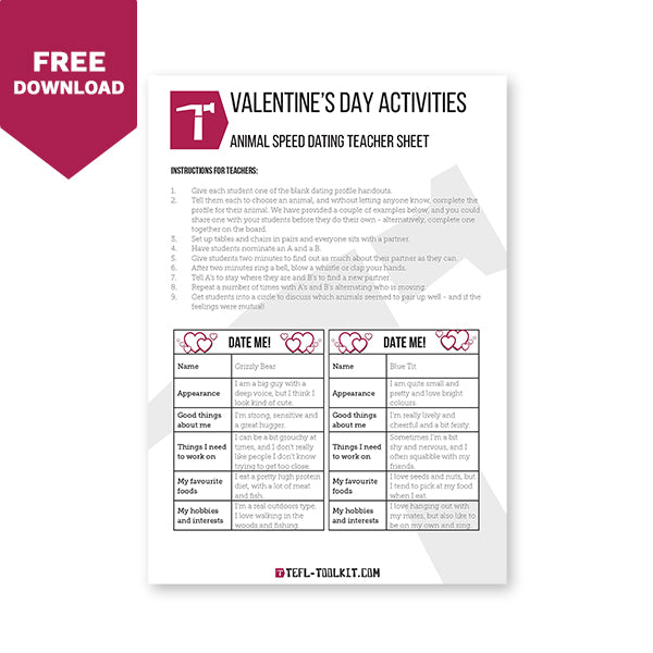 Valentine's Day Activities | EFL Worksheets - TEFL-Toolkit.com